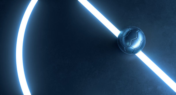 未来派的黑色五人制室内足球场，中间有球，背景是发光的白色线条图片下载