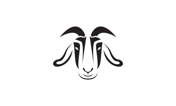 现代形状头山羊标志图标设计图片下载