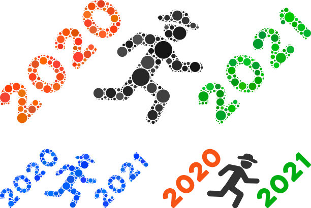 圆点绅士跑到2021年图标拼贴图片下载