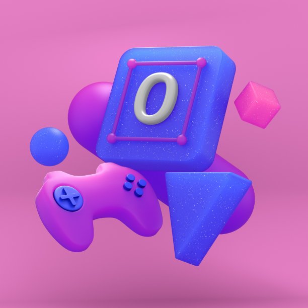 手柄上有五颜六色的球和粉红色背景上的形状。3 d渲染。图片下载