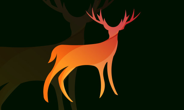 金色比例鹿标志与渐变颜色图片下载