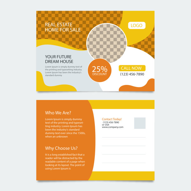 房地产住宅销售业务明信片设计图片下载