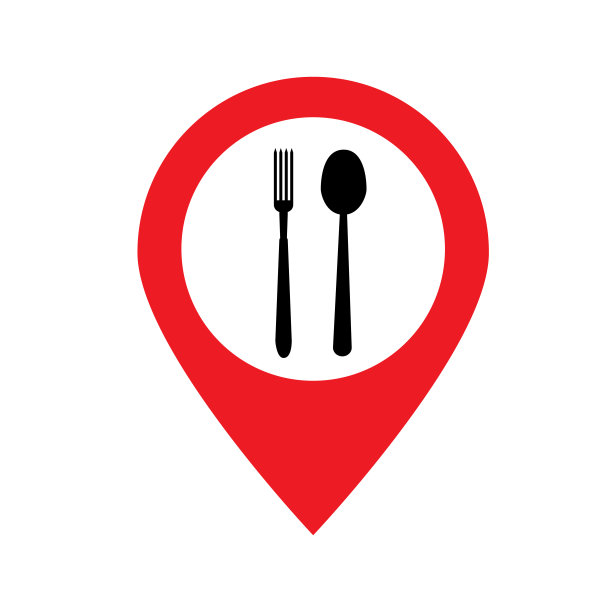 咖啡馆和餐厅位置图标在白色背景。食品销签。餐厅位置标志符号。平的风格。图片下载