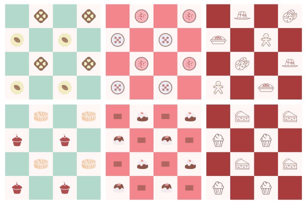 收集多彩的花式甜品无缝图案图片下载