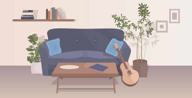 现代客厅内部空无一人图片下载