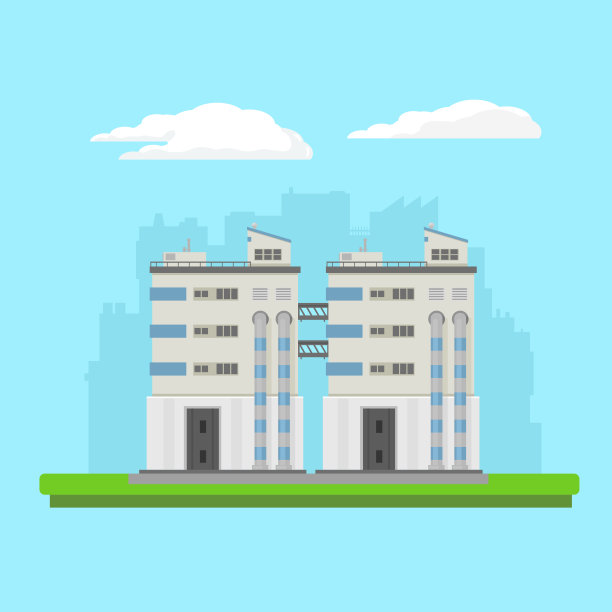 工厂电站工业建筑平面图标矢量图片下载