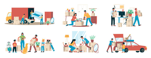 搬家的家庭，搬家的父母和图片下载