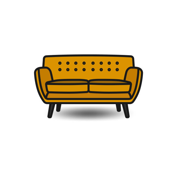 沙发图标赭色与阴影图片下载