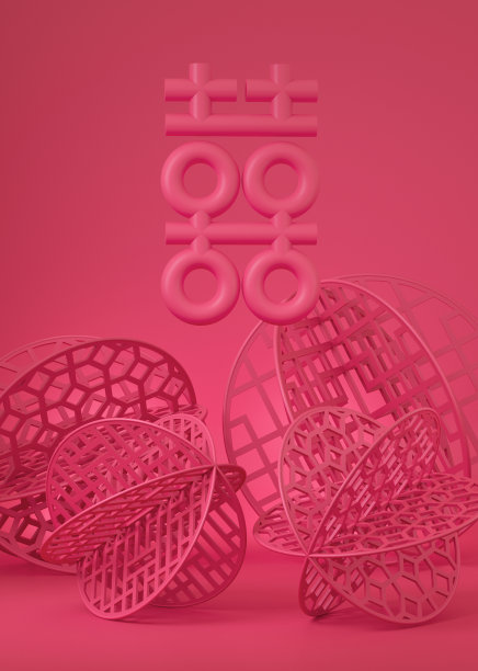 红色圆形折纸。中国新年装饰，3d渲染库存图片图片下载