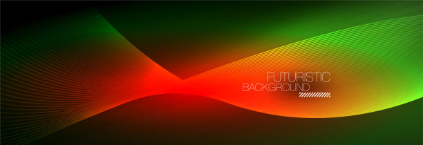 抽象的霓虹灯在黑暗中发出波浪般的光图片下载