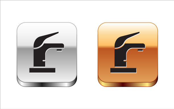 黑水龙头图标隔离在白色背景图片下载