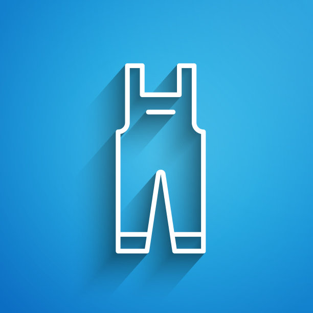 白线工作工作服图标孤立在蓝色图片下载