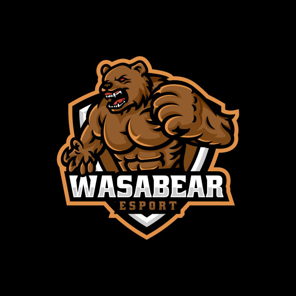 向量插图愤怒的熊E运动和运动风格。图片下载