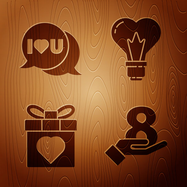 Set 8 March on hand speech bubble with我爱你图片下载