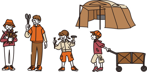 一个家庭来到营地的插图图片下载