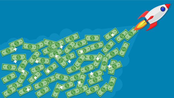 火箭撒钞票金融概念图片下载