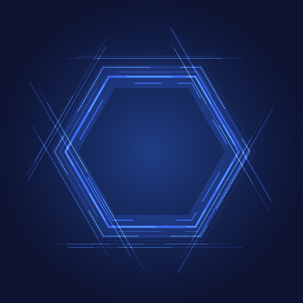 抽象技术概念蓝色六边形元素图片下载