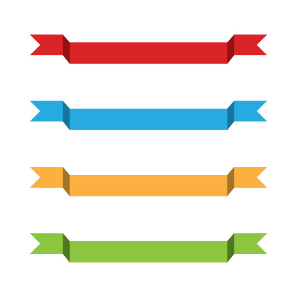 平坦的丝带横幅平坦孤立在白色上图片下载