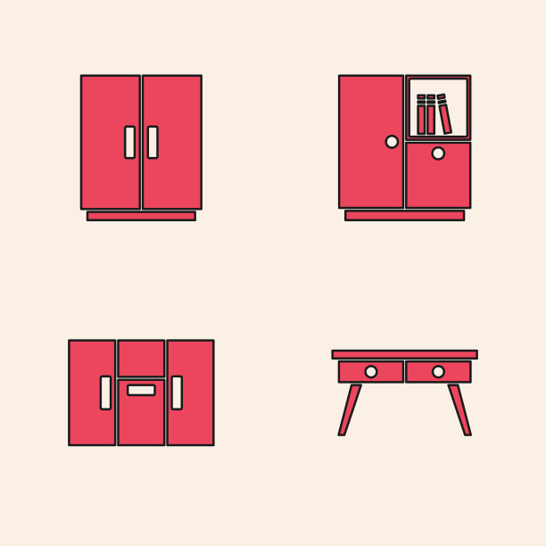 设置办公桌、衣柜和图标图片下载