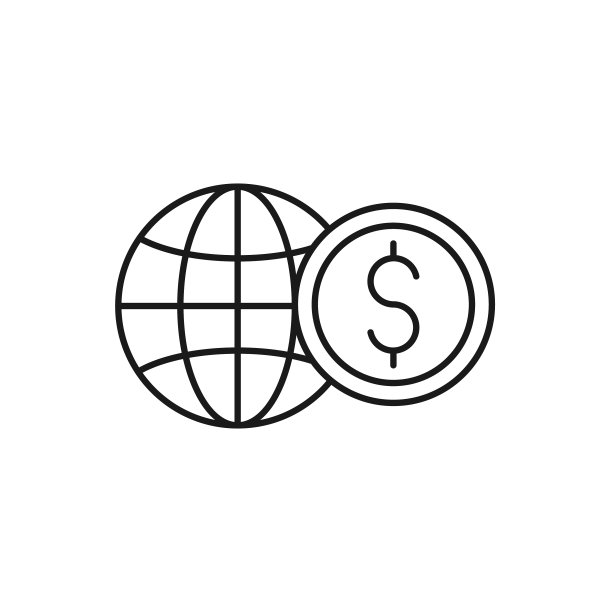 硬币与地球仪图标设计地球仪与美元图片下载