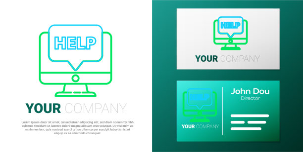 联机计算机显示器和帮助图标隔离上图片下载