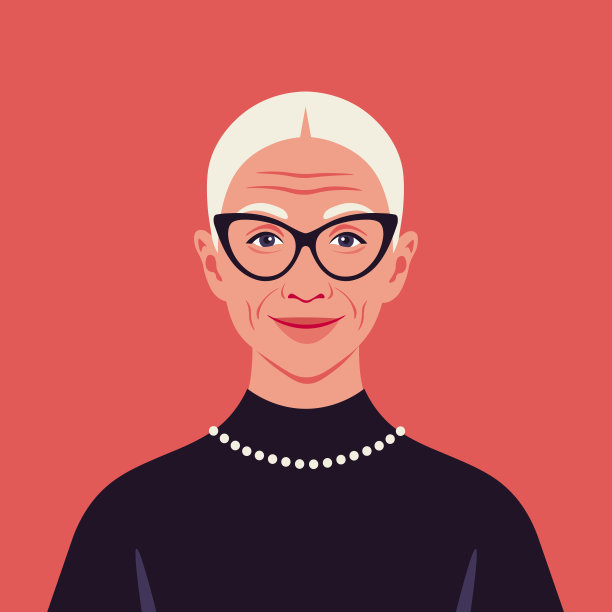 一位戴眼镜的老妇人的肖像。一个微笑的祖母的化身。图片下载