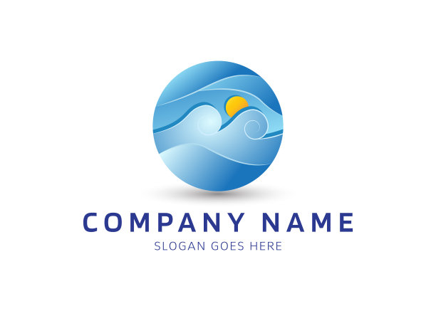 3d蓝色海浪梯度标志海洋模板图片下载
