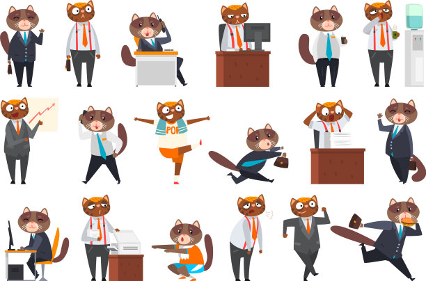 大商人猫在不同的情况图片下载