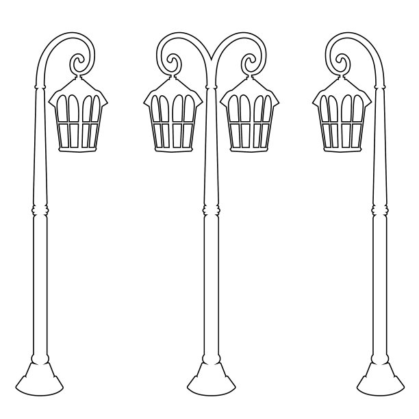 柱子上的老式街灯图片下载