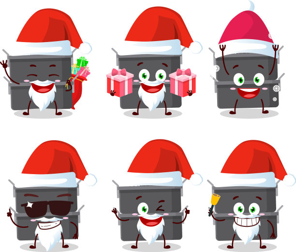 带双烤盘的圣诞老人表情图片下载