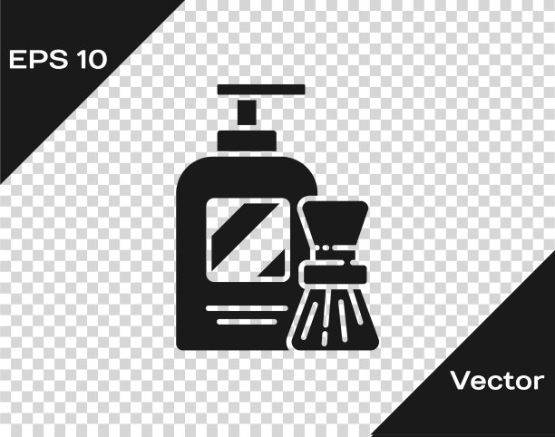 黑色剃须胶泡沫和刷图标隔离图片下载