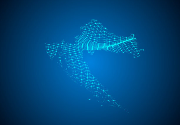 抽象数字地图克罗地亚与粒子图片下载