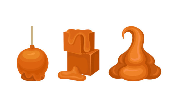 焦糖作为暗橘色的糖果产品制成图片下载