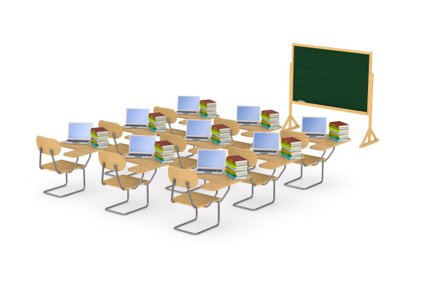 白色背景下的教室。孤立的3 d演示图片下载