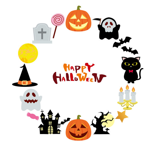 节日万圣节图标矢量插图的秋天图片下载