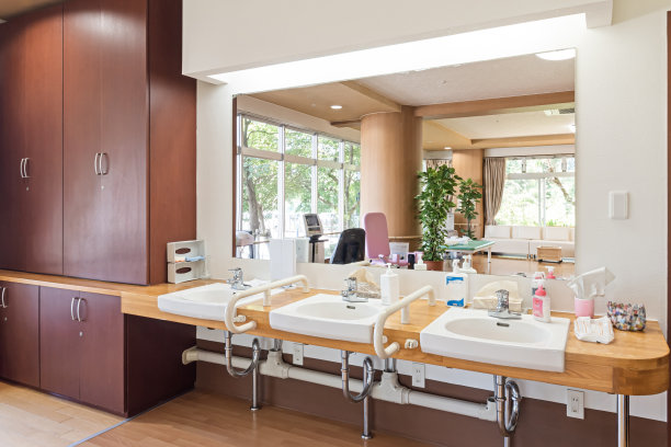 有扶手的洗脸盆，用于长期护理设施图片下载