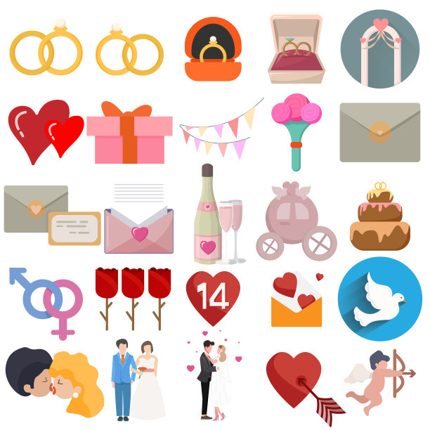 爱情剪辑艺术与婚礼图标爱情鸽子图片下载