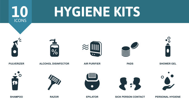 卫生工具包图标集包含可编辑的图标图片下载