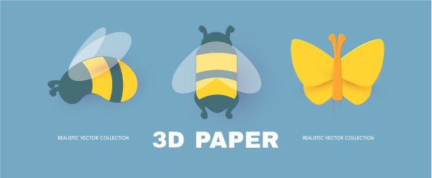 蜜蜂和蝴蝶集可爱的滑溜昆虫设计图片下载