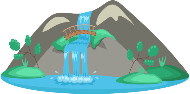 瀑布的水从悬崖上落下图片下载