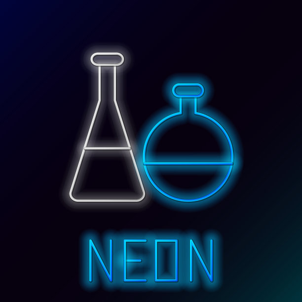 发光氖线试管和化学烧瓶图片下载