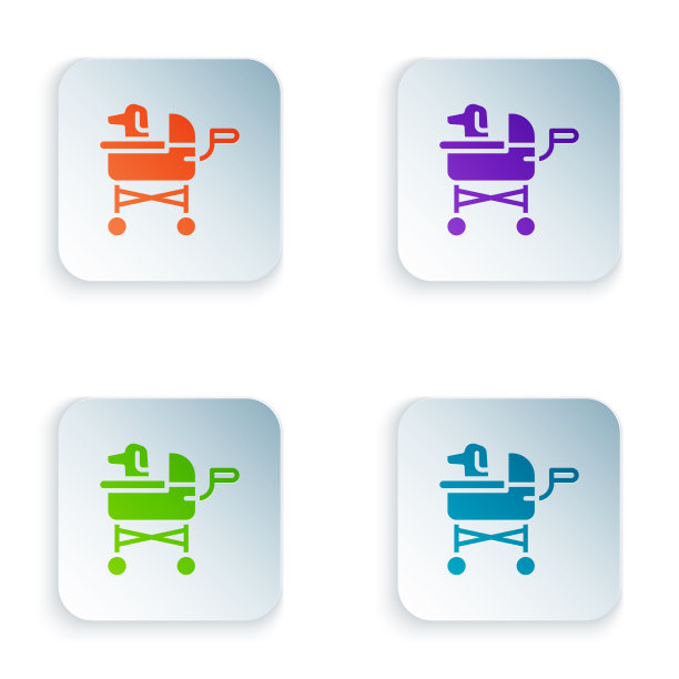 彩色宠物推车图标隔离在白色图片下载