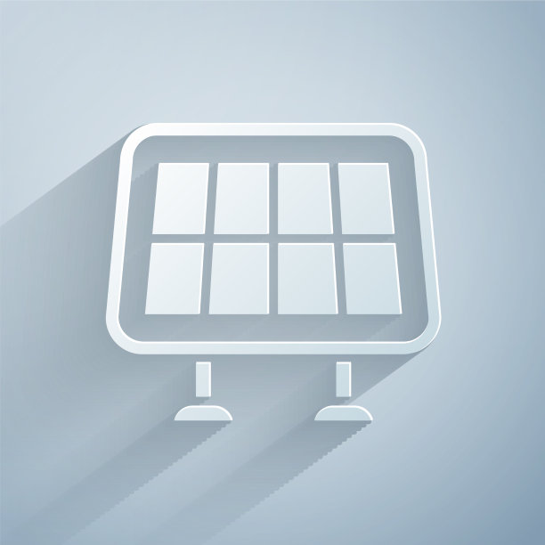 剪纸太阳能面板图标隔离在灰色图片下载