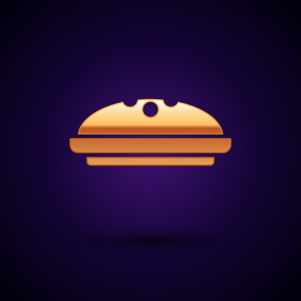 金色自制派图标孤立在黑色图片下载