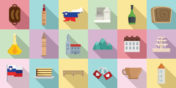 斯洛文尼亚图标设置扁平风格图片下载