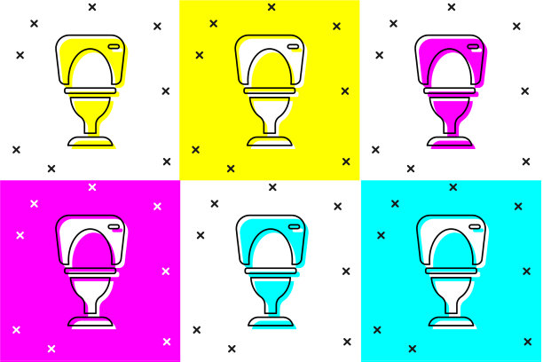 设置抽水马桶图标隔离的颜色背景图片下载