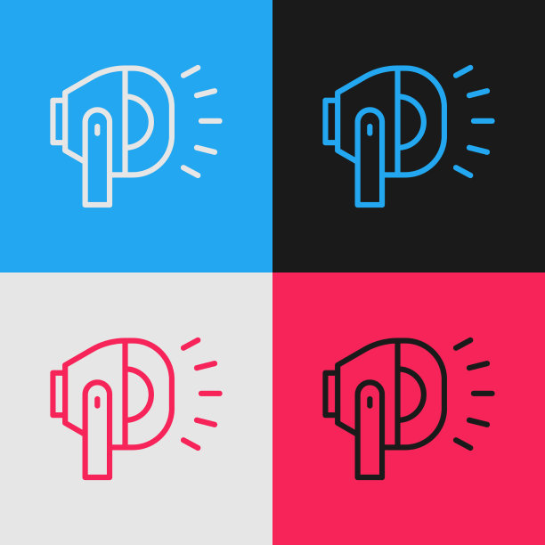 波普艺术线自行车头灯图标孤立上图片下载