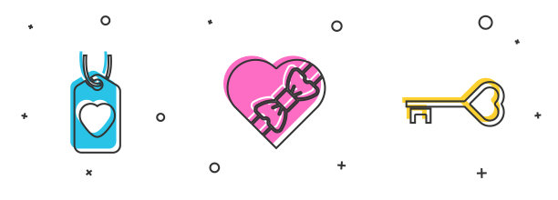 在心形盒子和钥匙中放置心形标签糖果图片下载