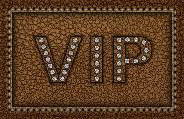 棕色皮革框架与缝线和VIP标志图片下载