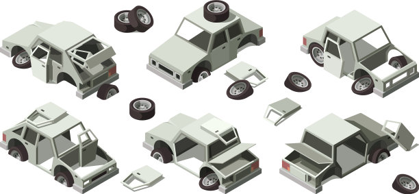 损坏的汽车，废弃的汽车，生锈的，破旧的，破碎的图片下载